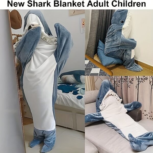 Shark Onesie Blanket For Adults, Shark Blanket Hoodie, Shark Blanket Super Soft Cozy Flannel, Boys Girls Cosplay Costume Sleeping Bag For Night - Image 2