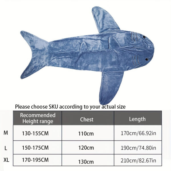 Shark Onesie Blanket For Adults, Shark Blanket Hoodie, Shark Blanket Super Soft Cozy Flannel, Boys Girls Cosplay Costume Sleeping Bag For Night - Image 4