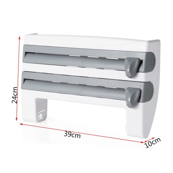 4-In-1 Kitchen Roll Holder Dispenser Kitchen Foil Film Wrap Tissue Paper 4 IN 1 Kitchen Roll Holder Dispenser - Image 3