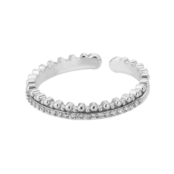 New Letter V Open-end Zircon Ring Double Layer - Image 7